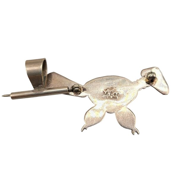 M Lee Navajo Artist Roadrunner Pendant Brooch Charoite Spiny Oyster Sterling 925 - Picture 4 of 5